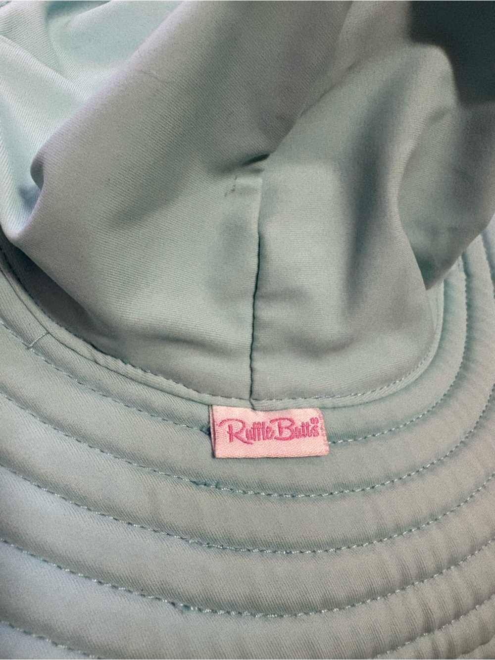 Ruffle Butts Pastel Blue Wide-Brim Sun Hat with Chin Strap - Picture 3 of 3